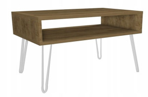Stolik kawowy dąb craft GLAMOUR nogi białe 80x45cm LOFT