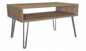 Stolik kawowy dąb sonoma GLAMOUR nogi srebrne 80x45cm LOFT