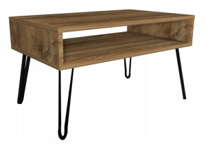 Stolik kawowy Drewno retro GLAMOUR nogi czarne 80x45cm LOFT