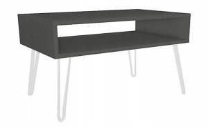 Stolik kawowy szary GLAMOUR nogi białe 80x45cm LOFT