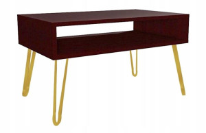 Stolik kawowy wenge GLAMOUR nogi złote 80x45cm LOFT