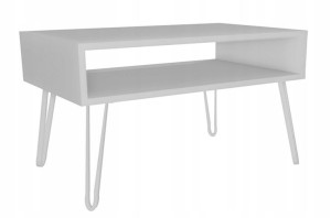 Stolik kawowy biały GLAMOUR nogi białe 90x60cm LOFT