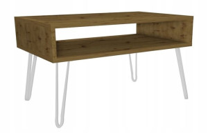 Stolik kawowy dąb artisan GLAMOUR nogi białe 90x60cm LOFT