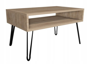 Stolik kawowy dąb sonoma GLAMOUR nogi czarne 90x60cm LOFT