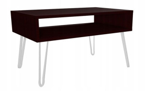 Stolik kawowy wenge GLAMOUR nogi białe 90x60cm LOFT