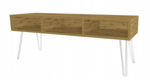 Szafka RTV pod TV dąb arisan GLMAOUR, BIAŁE LOFTOWE nogi 120x40cm II