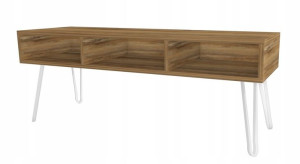 Szafka RTV pod TV drewno retro GLMAOUR, BIAŁE LOFTOWE nogi 120x40cm II