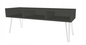 Szafka RTV pod TV szara GLMAOUR, BIAŁE LOFTOWE nogi 120x40cm II