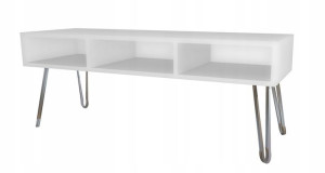 Szafka rtv pod TV biała GLMAOUR, CZARNE LOFTOWE nogi 120x40cm II