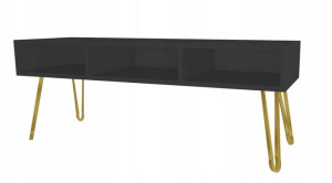 Szafka rtv pod TV, czarna GLMAOUR, ZŁOTE LOFTOWE nogi 120x40cm II