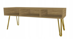 Szafka RTV pod TV dąb craft GLMAOUR, ZŁOTE nogi 120x40cm II