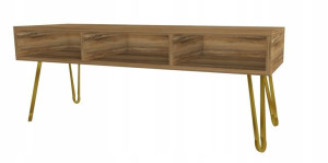 Szafka RTV, drewno retro GLMAOUR, ZŁOTE LOFTOWE nogi 120x40cm II