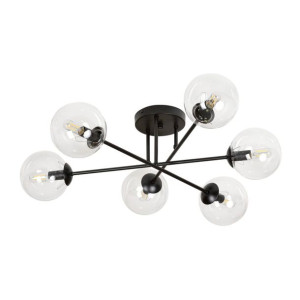 Lampa Sufitowa Brendib Czarna/Transparentna 6-Punktowa 831/6B