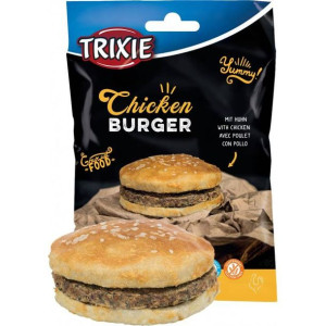 TRIXIE Chicken Burger, przysmak dla psa, 9 cm, 140 g, kurczak i skóra natur