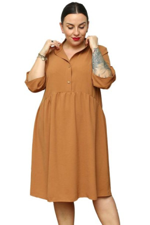 Sukienka DALIA swobodna karmelowa 48 PLUS SIZE