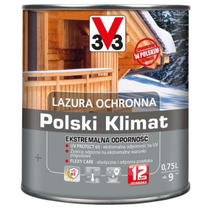 V33 Lazura do drewna Polski Klimat Ekstremalna odporność biały alpejski 750