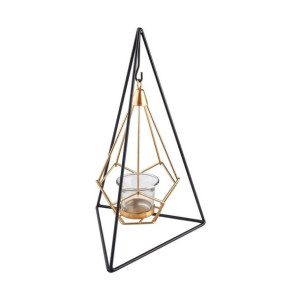 Lampion na świeczkę PYRAMID 6 x 12 cm czarno-złoty