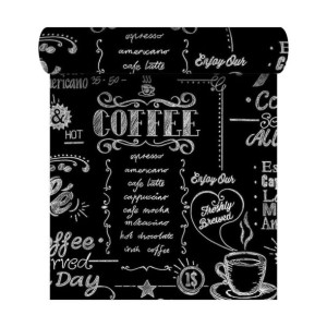 Tapeta do kuchni COFFEE SHOP czarna winylowa na flizelinie