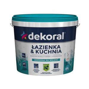 Farba wewnętrzna ŁAZIENKA&KUCHNIA 3 l Biała DEKORAL
