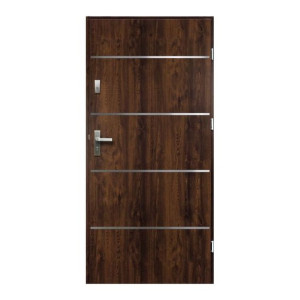 Drzwi zewnętrzne pełne O.K. Doors Elbrouz 80 prawe inox orzech