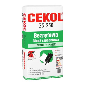 Bezpyłowa gładź szpachlowa Cekol GS-250 20 kg