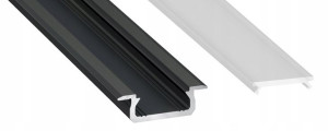 Profil aluminowy wpuszczany Z 1m Czarny z kloszem
