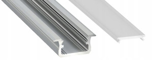 Profil aluminowy wpuszczany B 2m Srebrny z kloszem
