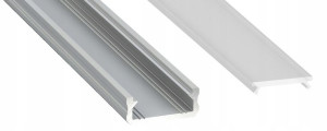 Profil aluminowy płaski D 1m Srebrny z kloszem