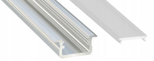 Profil aluminowy wpuszczany B 1m Surowy z kloszem