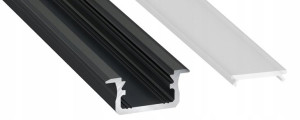 Profil aluminowy wpuszczany B 1m Czarny z kloszem