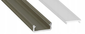 Profil aluminowy płaski D 1m Inox z kloszem