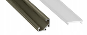 Profil aluminowy narożny C 1m Inox z kloszem