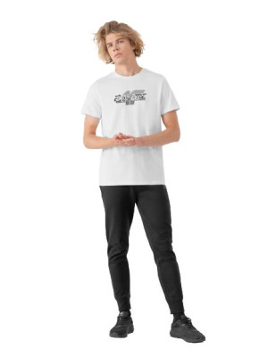 T-shirt męski 4F biały z nadrukiem H4Z21 TSM019