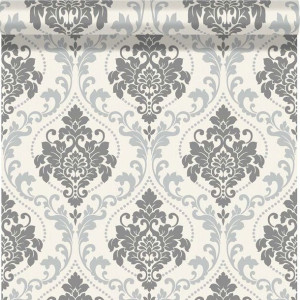 Tapeta ORNAMENT papierowa szaro-czarna