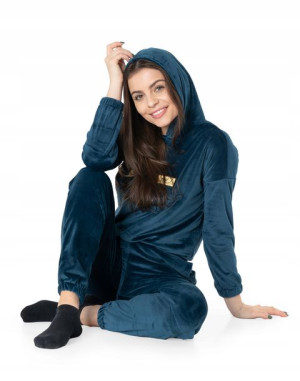Dres Damski z Welur Komplet Spodnie Bluza 3707-3 S