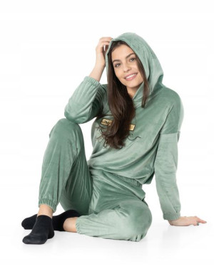Dres Damski z Welur Komplet Spodnie Bluza 3707-4 S