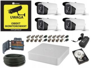 Monitoring 5Mpx 4 kamery zewnętrzne kabel
