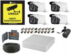 Monitoring 5Mpx 4 kamery zewnętrzne kabel 50