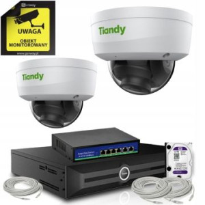 Monitoring Tiandy 2 kamery kopułkowe 8Mpx