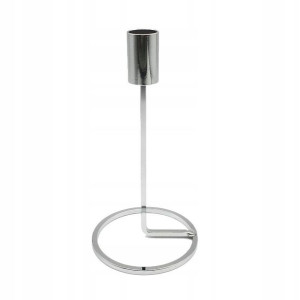 Świecznik Metalowy Srebrny Glamour 18cm