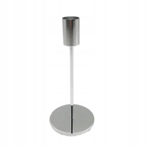 Świecznik Metalowy Srebrny Glamour 18cm