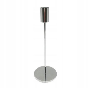 Świecznik Metalowy Srebrny Glamour 22cm