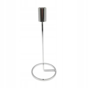 Świecznik Metalowy Srebrny Glamour 23cm
