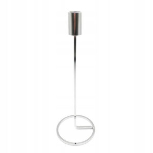 Świecznik Metalowy Srebrny Glamour 28cm