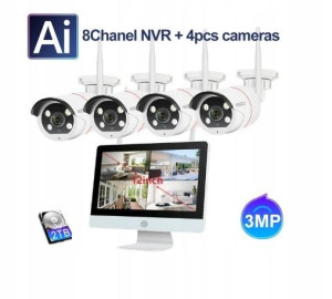 Zestaw Do Monitoringu 4 Kamery z Monitorem LCD