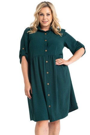 Sukienka ANKA szmizjerka swobodna but.zieleń 54 PLUS SIZE