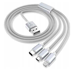 Kabel 3w1 Micro Usb Usb-c Iphone Lightning Typ-c