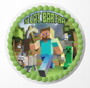 Opłatek Na Tort 21cm - Mine-craft Gra + Gratis!