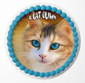 Opłatek Na Tort 24cm - Słodki Kotek Kot + Gratis