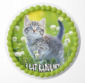 Opłatek Na Tort 24cm - Słodki Kotek Kot + Gratis